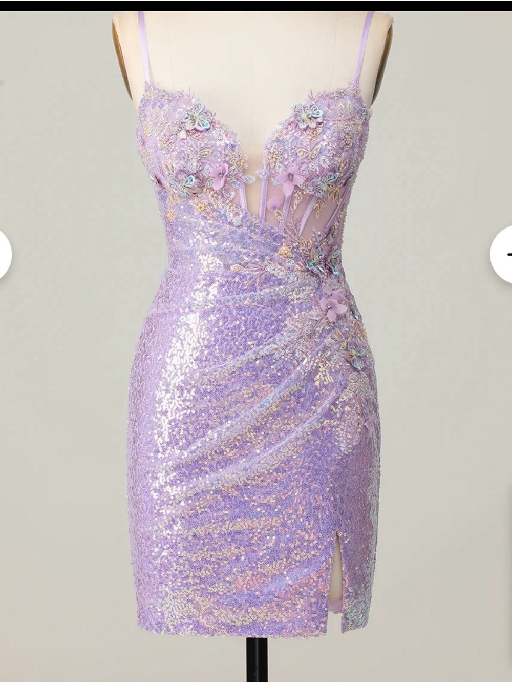 Zapaka *NEW* Lavender Sequin Embellished Bodycon Dress